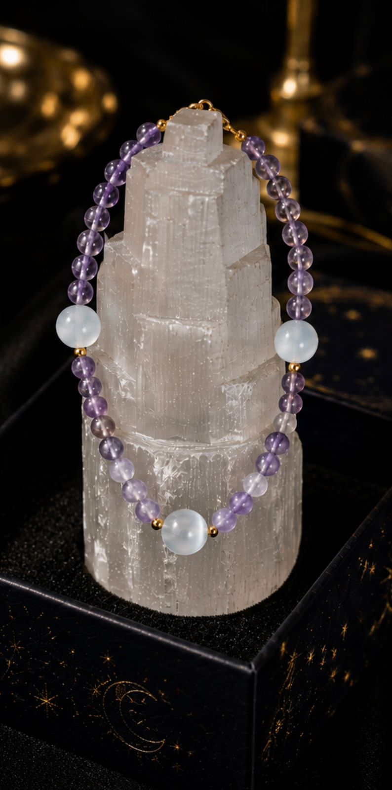 სელენიტი & ამეთვისტო / Selenite & Amethyst